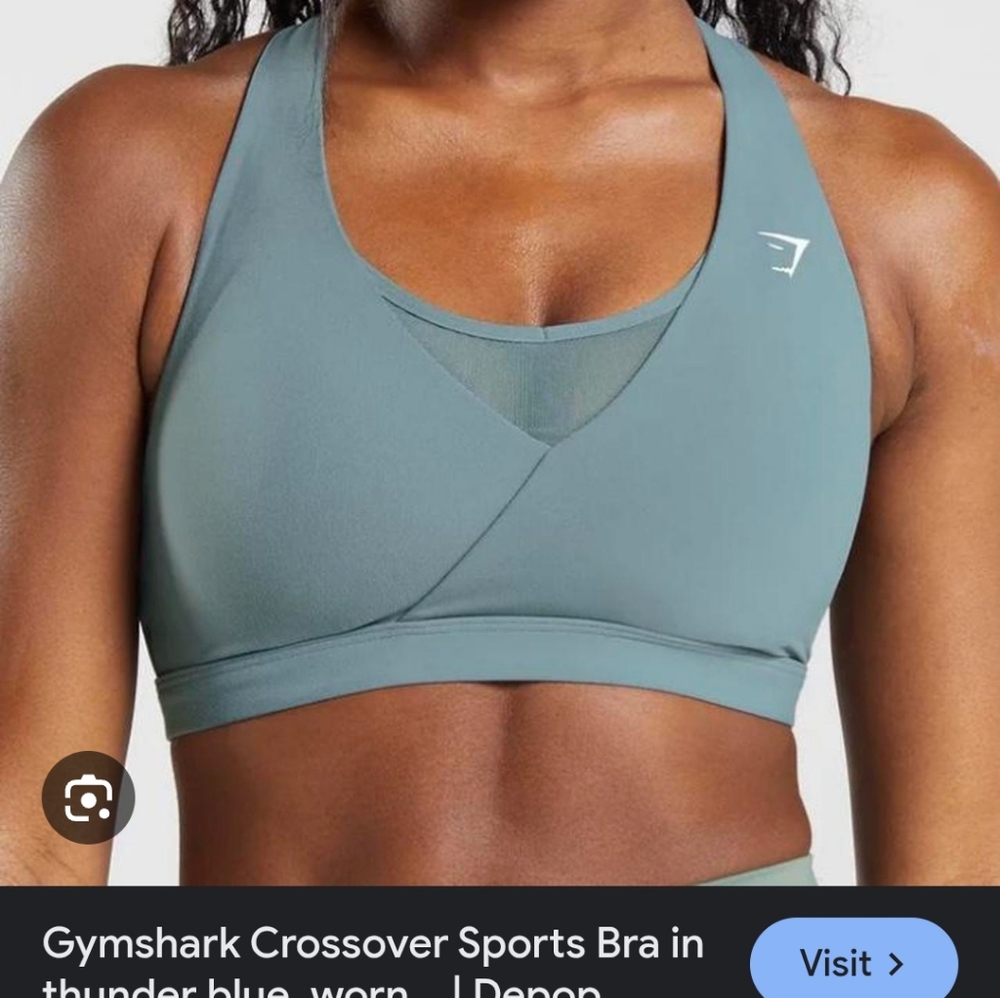 Gymshark Crossover Sports Bra in Thunder Blue Xs